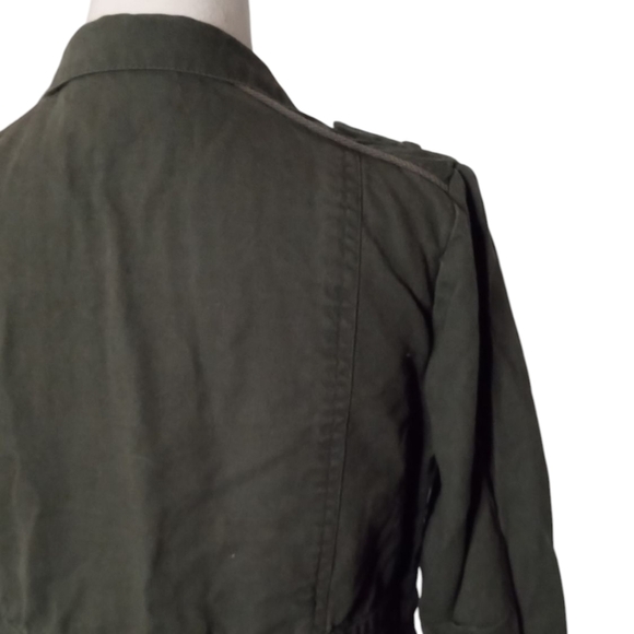 Anthropologie Solitaire Moss Green Utility Military Style Zip Up Jacket Medium - Picture 5 of 7
